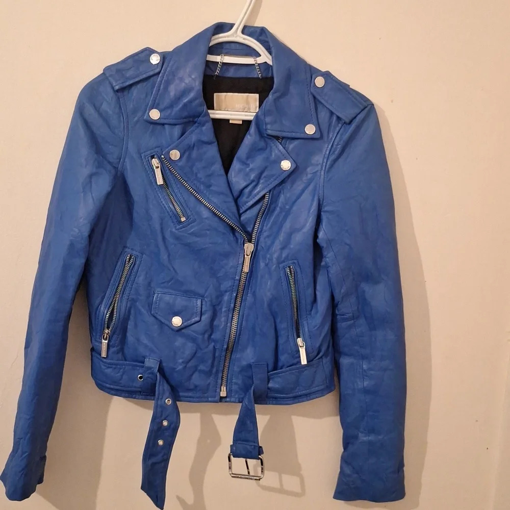 Michael kors moto leather jacket